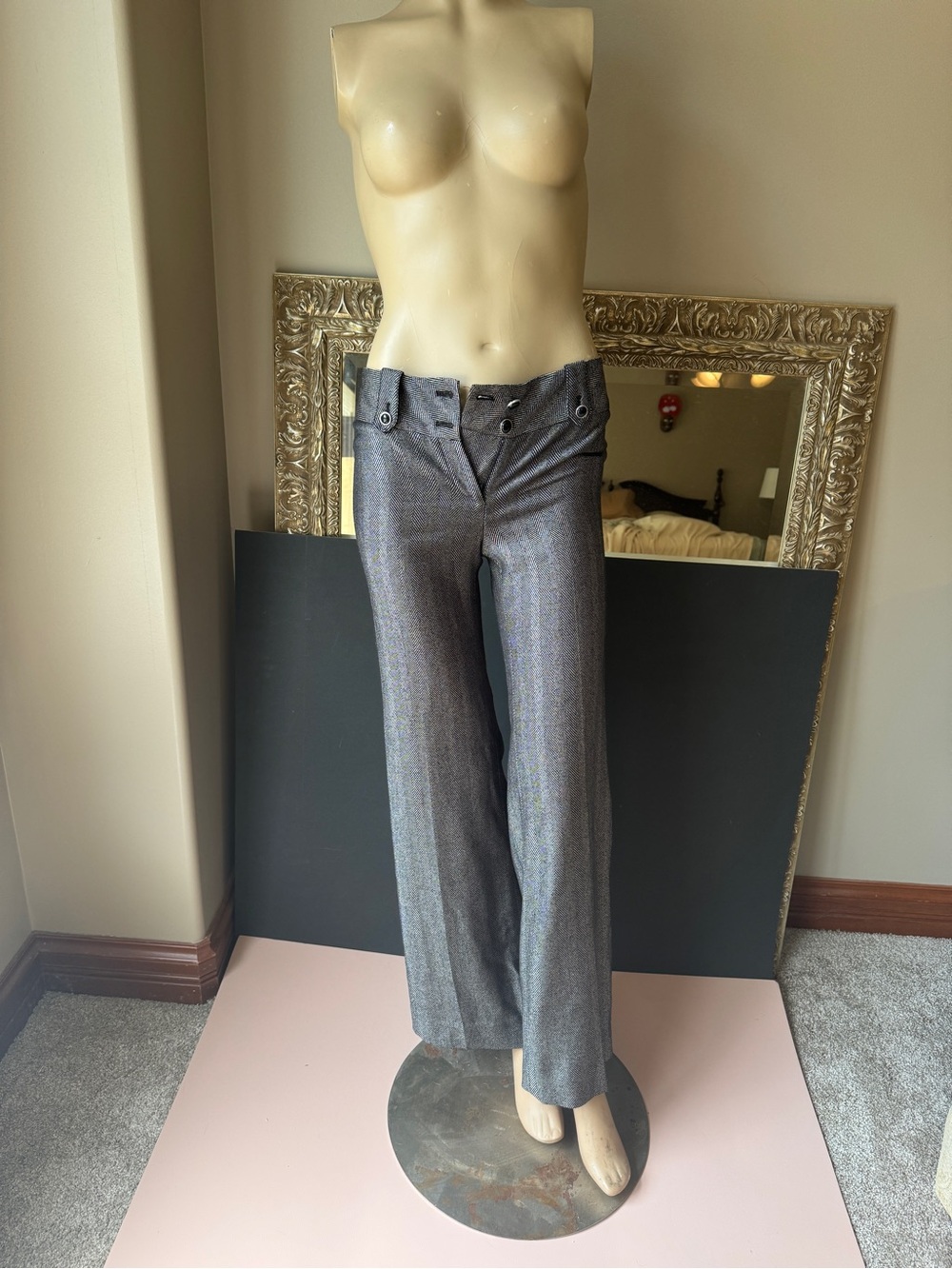 Vintage White House Black Market Legacy Wide-Leg Herringbone Dress Pants